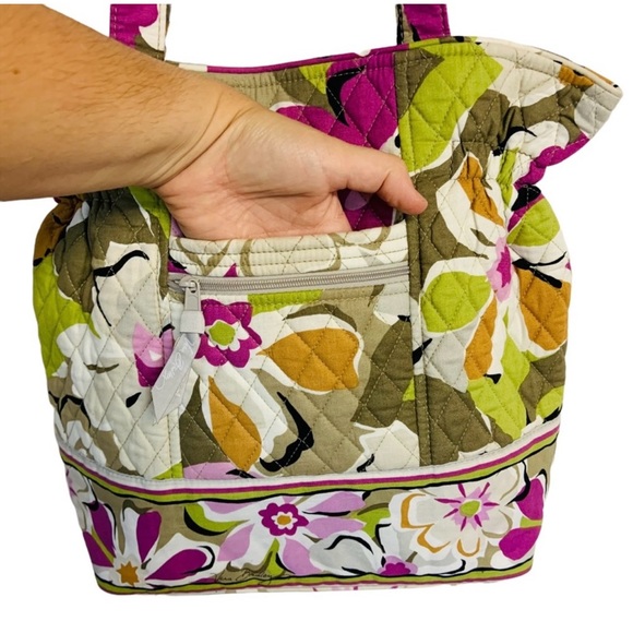 Vera Bradley Shoulder Bag Laura Style Portobello Road Pattern Purse Green Purple - Picture 2 of 8